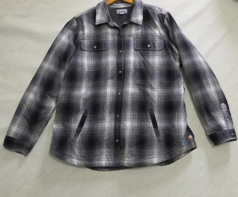 Carhartt Boy's Flannel Button Up Plaid Jacket Size 20 XXL